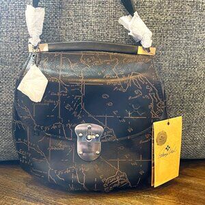 NWT Patricia Nash Vento Black Map Crossbody - Leather Tooled - New
